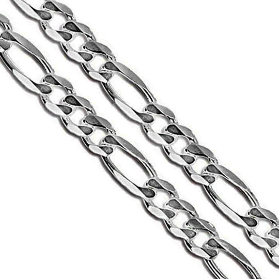 Stainless Steel Figaro Chain 6.9mm Solid Link Necklace 20" Gray Jewelry Female Unisex