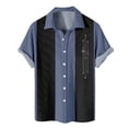 thumbnail image 2 of Mens Hawaiian Shirt Short Sleeve Waffle Texture Cuban Collar Casual Summer Beach Vacation Relaxed Fit Tops Blue 5XL, 2 of 4