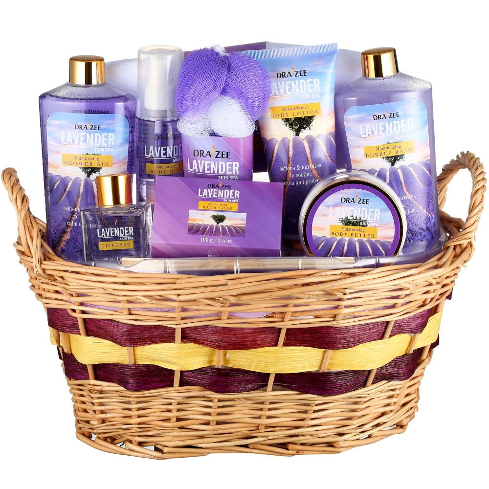 Draizee Luxury Spa Gift Basket 10Piece Relaxing Lavender Deluxe Bath
