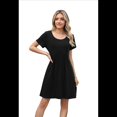 thumbnail image 3 of Vestido de Verano Plisado para Mujer, Informal, de Corta, con Bolsillos, para Vacaciones, Playa, Color Negro, Talla XL, 3 of 9