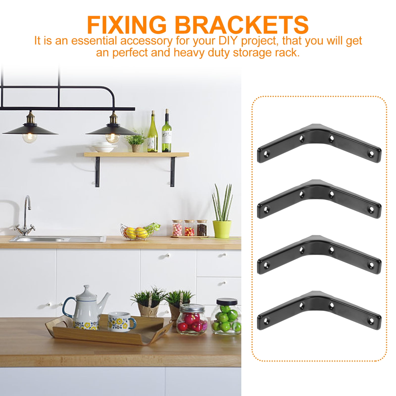 8 pcs  Stainless Steel Shelf Bracket Wall Mount Shelf Support Fixing Bracket L Shape Bracket