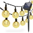 thumbnail image 1 of Guirnalda de luces solares para jardín exterior, 6,5 m, 30 LED, impermeables, bola de cristal, colorida, para decoración de festivales, fiestas, bodas, patios, Navidad (blanco cálido), 1 of 5