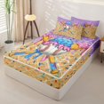 thumbnail image 2 of Castle Fairy Sport Baseball Bat Zipper Twin Comforter Sets with Fitted Sheet and 2 Pillowcases, Ice Cream Drip Zipper Bedding Set, Purple Blue Pink Yellow,4-Piece, 2 of 6