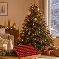 thumbnail image 2 of 49 Pcs Burgundy Velvet Flocked Christmas Ball Ornaments, Plastic Xmas Tree Hanging Decorations, Festive Holiday Party Home Christmas Tree Decor, 1.18 Inch, 2 of 8