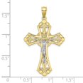thumbnail image 3 of Solid 10k Yellow Gold Two Toned Cut-Out Cross Crucifix Charm Pendant, 3 of 5