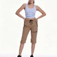 thumbnail image 5 of cfhntfmh Capri Pants for Women Elastic Waist Drawstring Summer Pants Casual Hiking Cargo Pants with Zip Pockets, 5 of 7