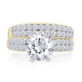 thumbnail image 2 of AFFY 1.75 Carat Round Moissanite Diamond Wedding Bridal Ring Set 14K Yellow Gold over Silver-10, 2 of 8