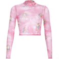 thumbnail image 1 of Lefu Sexy Long Short Sleeve Half High Collar Mesh Angel Perspective Cupid T-Shirt, 1 of 9