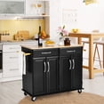 thumbnail image 2 of Costway 4-Door Rolling Kitchen Island Cart Buffet Cabinet w/ Towel Racks Drawers Black, 2 of 10