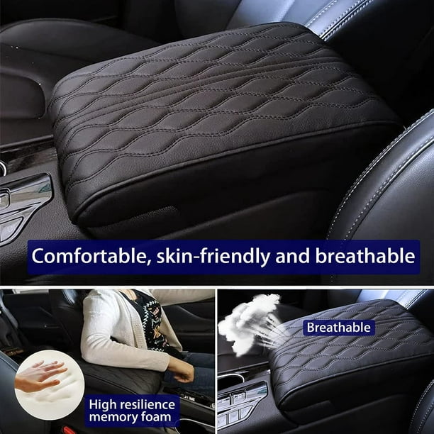 Memory Foam Armrest Box for Vehicles-Universal Leather Car Armrest Box Pad,Centre  Console Cover(Coffee) 