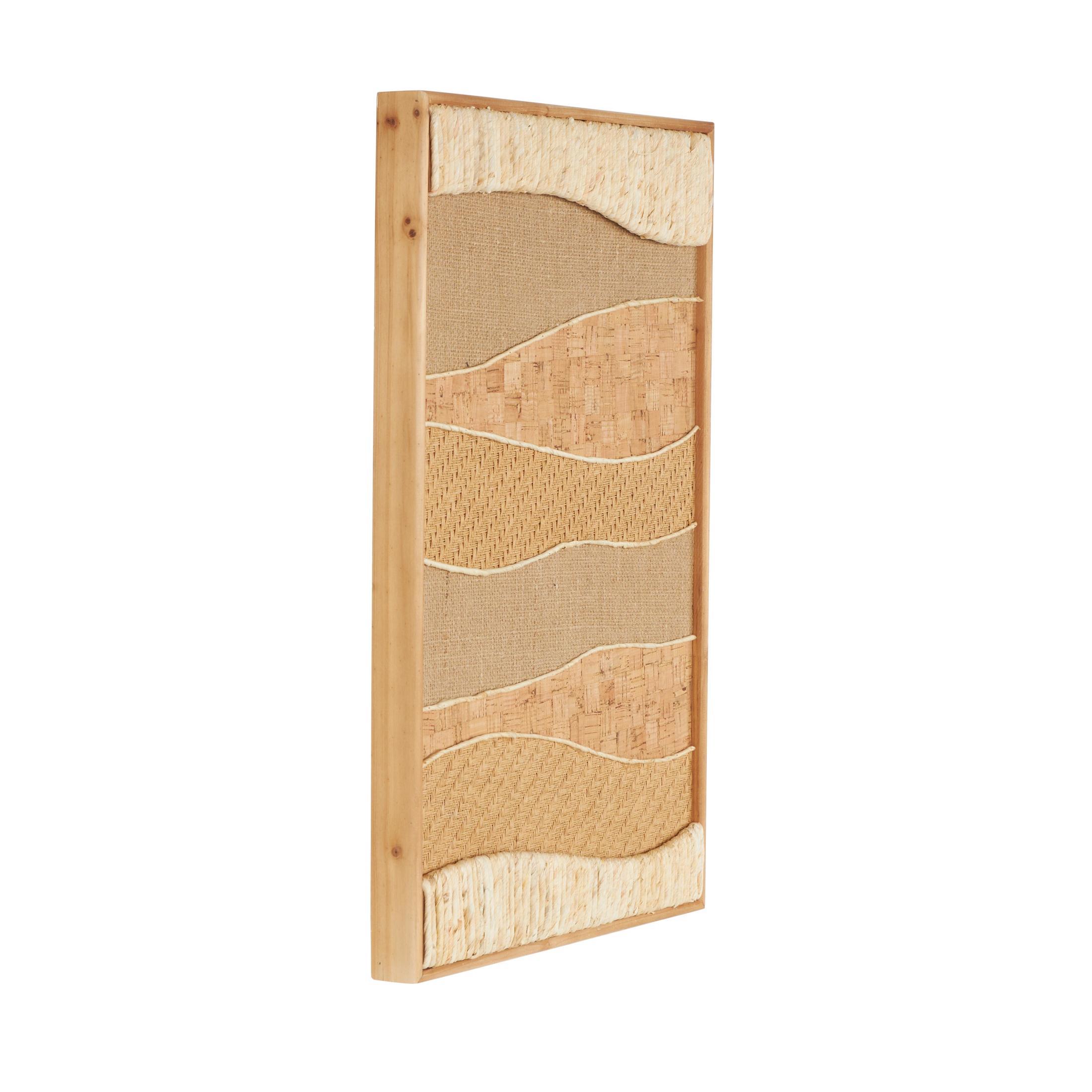 DecMode Brown Wood Handmade Horizontal Mixed Media Abstract Wall Decor with Various Textures and Patterns