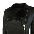 thumbnail image 6 of Womens Short Tailored Fit Morino Black Real Sheepskin Cross Zip Biker Style, 6 of 8