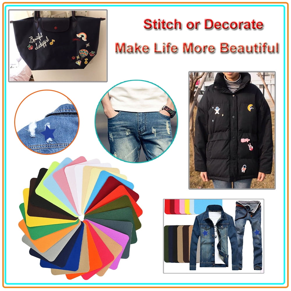 52 PCS Ultra thin Iron On Patches, Iron-on or Sewing, Decoration Patch, No-Sew Shades Patches for Clothing Jeans, Pants, Jeans, Jackets,26 Colors, 2 PCS Per Colors (12.5 x 9.5cm)
