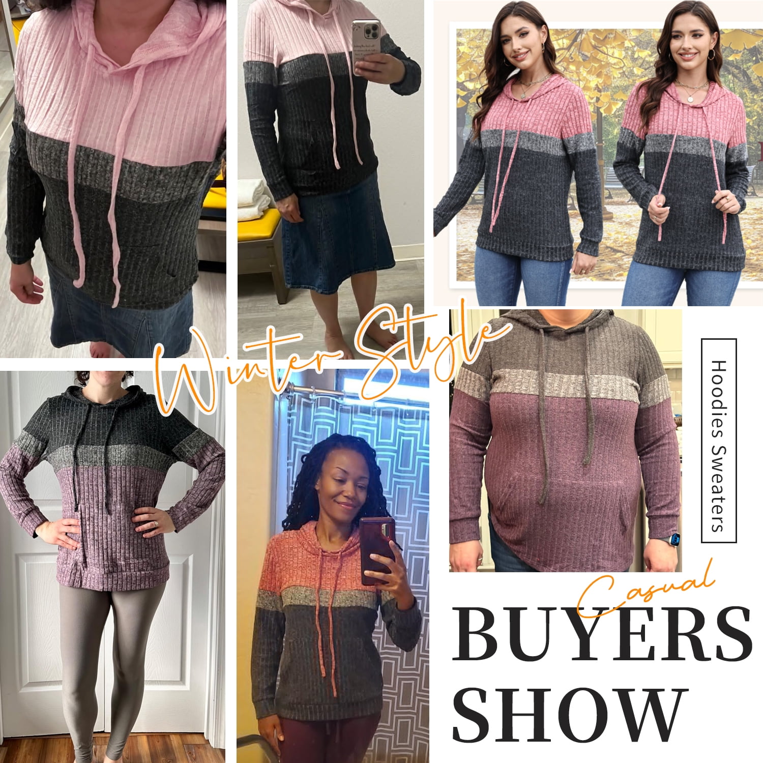 TEMOFON Hoodies for Women Long Sleeve Pullover Sweatshirts Casual Fall Tunic Tops with Pocket Drawstring Hooded Sweaters Winter Clothes