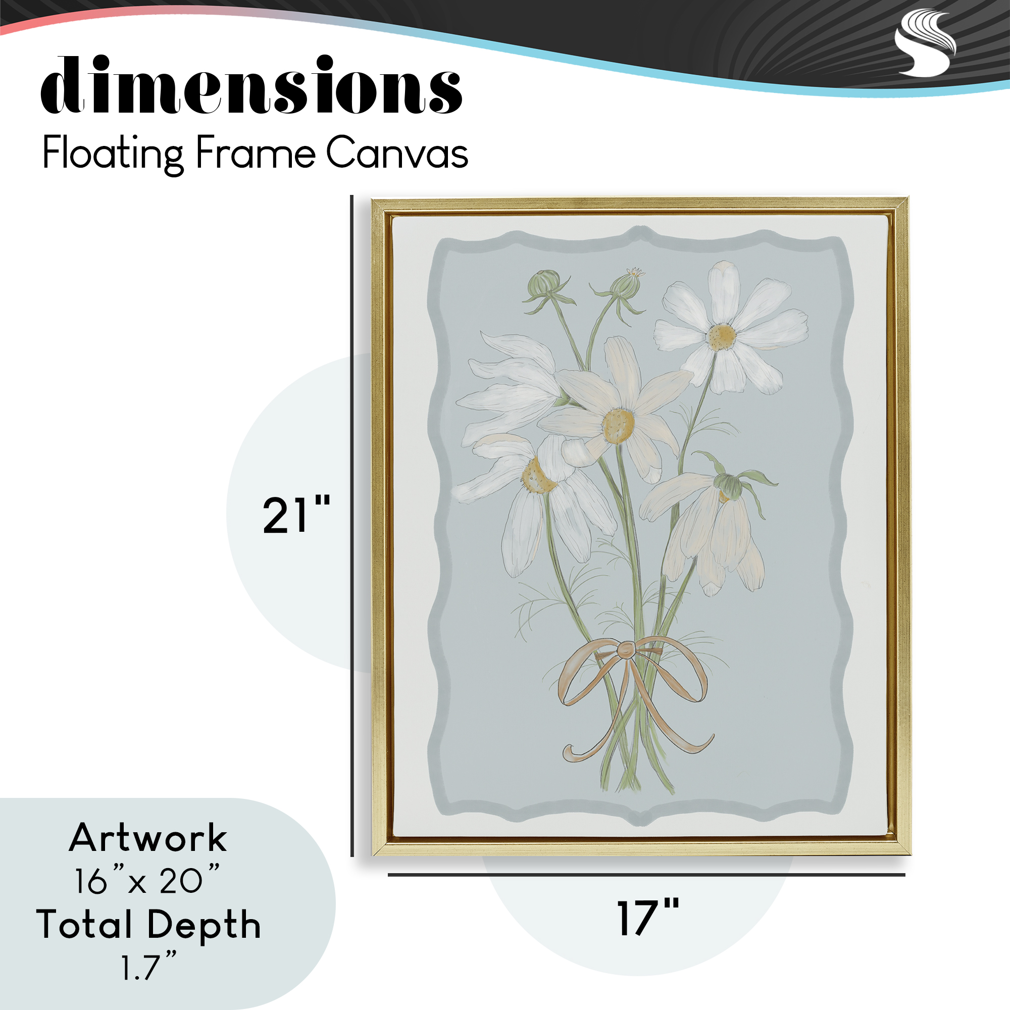 Spring Clippings Daisies Gold Framed Floater Canvas Wall Art, design by Leslie Hermosa