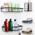 thumbnail image 5 of Oyajia 5-Pack Shower Storage Shelves, Bathroom Organizer Shelf with 16 Hooks Rustproof Wall-Mounted Shower Shelves for Kitchen, Dorm, and Bathroom No Drilling (Black), 5 of 6