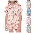 thumbnail image 2 of LRen Girls Children Easter Outfits Size 6 Bunny Print and Egg Print Shirt and Pant with Pockets Snug-Fit Silk Button Up Collared Easter Gifts for Kids, 2 of 5