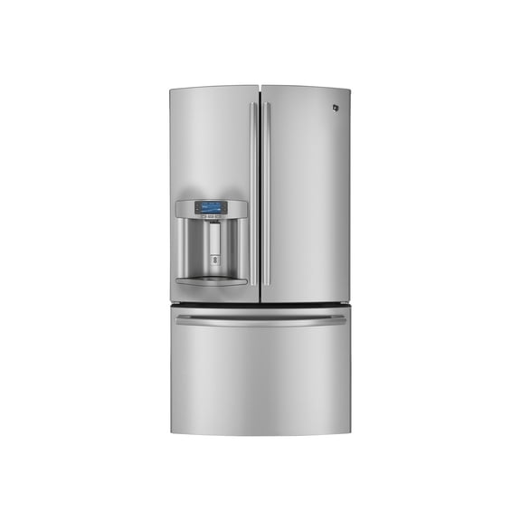 GE Profile PFE29PSDSS - Refrigerator/freezer - french door bottom freezer with water dispenser, ice dispenser - width: 35.7 in - depth: 36.3 in - height: 69.9 in - 28.6 cu. ft - stainless steel/gray