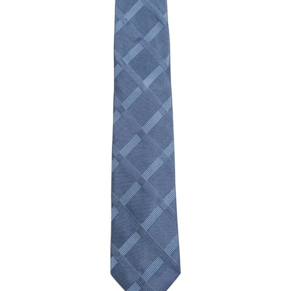 Ryan Seacrest Mens Kris Grid Self-tied Necktie, Blue, One Size