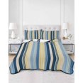 thumbnail image 3 of Blue Yellow Striped Twin XL Size Down Alternative Comforter, Lightweight Comforter Quilt Bedding Set with Pillow Shams Farmhouse Stripes Vintage All Seasons Bed Comforter Duvet Insert 68"x98", 3 of 7