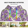 thumbnail image 4 of Fotbe Violets Flowers Pattern Womens Long Sleeve Hoodie, Pullover Hooded Sweatshirt, Kangaroo Pocket Hoodie with Eye-catching Drawstrings-X-Large, 4 of 7
