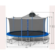 Upgraded 14FT Trampoline for Kids Teens Adults, Recreational Trampoline with Safety Enclosure Net, Basketball Hoop and Non-slip Ladder, Combo Bounce Outdoor Trampoline, Blue