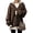 Brown, variant on Women's Gray Chunky Cable Knit V-Neck Pullover Sweater, Long Sleeve Loose