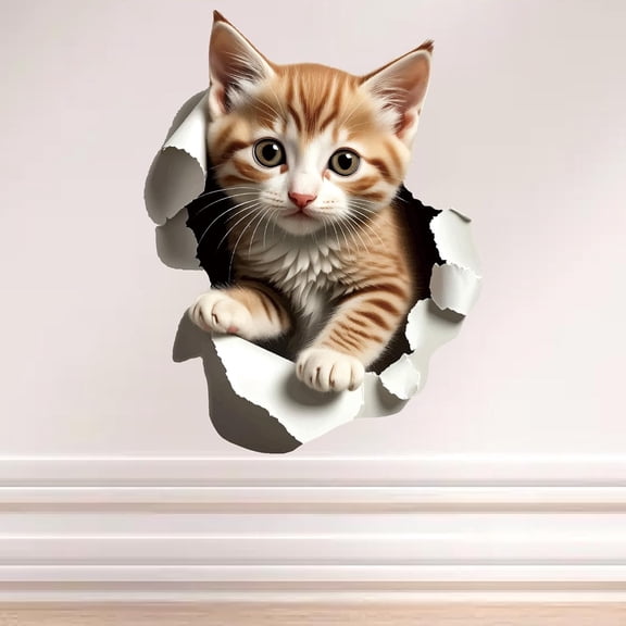 6Pcs 3D Wall Stickers Self-Adhesive Realistic Cat Sticker Vinyl Art Murals