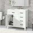 thumbnail image 2 of 36” Bathroom Vanity with Sink, White Bathroom Storage Cabinet with Doors and Shelf,Wood Cabinet Basin Vessel Sink Set with Drawers,Ceramic Sink (White with Sink), 2 of 10