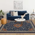 thumbnail image 5 of Monaco Collection Area Rug - 4' x 6', Navy Blue & Orange, Non-Shedding & Easy to Clean, Distressed Medallion Design, Ideal for Living Room, Bedroom, Dining Space, 5 of 5
