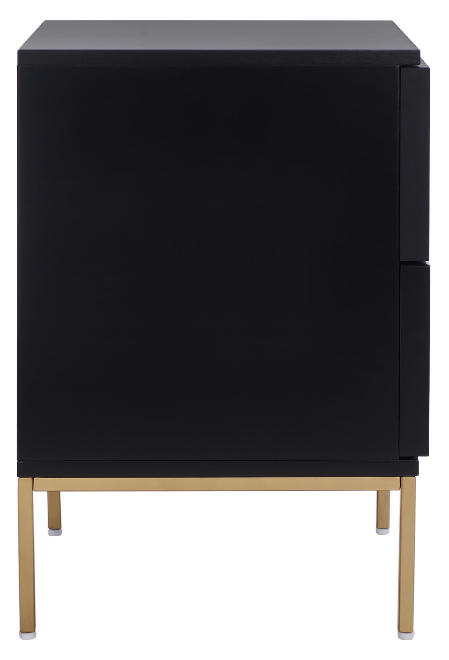 SAFAVIEH Zadie 2 Drawer Rattan Nightstand, Black w/ Natural Rattan/Gold Legs