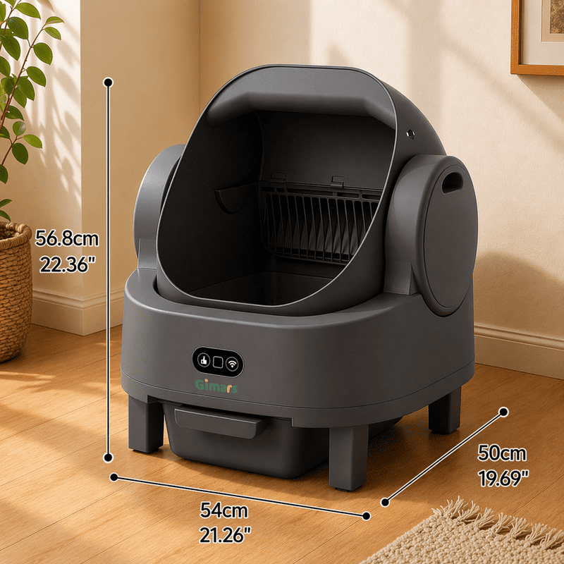 Gimars Self Cleaning Cat Litter Box, Open-Top, Large Capacity, Safety Sensors, For Multi Cats