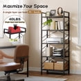 thumbnail image 4 of EnHomee 2 Pieces 5-Tier Industrial Bookcase with Metal Frame & Side Support,Compact Bookshelf for Bedroom, Home Office, Living Room Storage，Black, 4 of 10