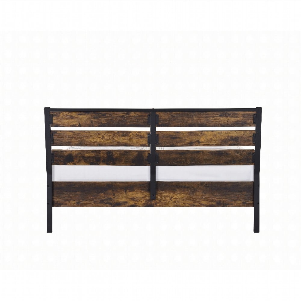 King Size composite wood & metal bed frame no box spring black for master bedroom