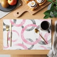 thumbnail image 2 of Pink Grey Placemats Set of 8, Geometric Circle Modern Abstract Simple Art Placemats for Dining Table, Place Mats for Kitchen Tabletop, Waterproof Wipeable Dining Table Mats Set, 2 of 9