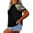 thumbnail image 2 of Summer Short Sleeve Camouflage Printing Plus Size T-Shirt Women Casual Patchwork Tops, 2 of 4