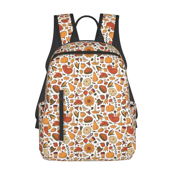 Honeii Thanksgiving with Food Print Lightweight Backpacks,Carry on Backpack,Durable Backpack for School, Work & Travel