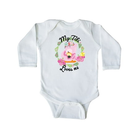 

Inktastic Baby Flamingo My Titi Loves Me with Flower Wreath Gift Baby Boy or Baby Girl Long Sleeve Bodysuit