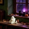 thumbnail image 4 of Ghost Dog Figurine, Halloween Ghost Decor, Cute Ghost Puppy Statue, Halloween Tabletop Decoration for Shelf Mantel Desk Tiered Tray Home Fall Decor, 4 of 7
