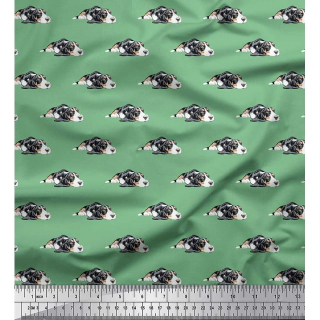 Soimoi Viscose Chiffon Fabric Basset Hound Dog Decor Fabric Printed Yard 42 Inch Wide