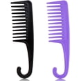 thumbnail image 1 of 2 piezas de peine de dientes anchos grandes, peines de ducha con gancho para cabello rizado mojado, cepillos grandes para desenredar rizos, peinados secos y gruesos cabello largos, para mujeres, 1 of 8