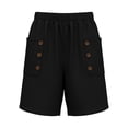 thumbnail image 4 of Cagogo Women's Plus Size Bermuda Shorts Elastic Waist Casual Loose Pants with Pockets Summer Vacation Beach Travel Lounge Shorts for Women, Black L, 4 of 6