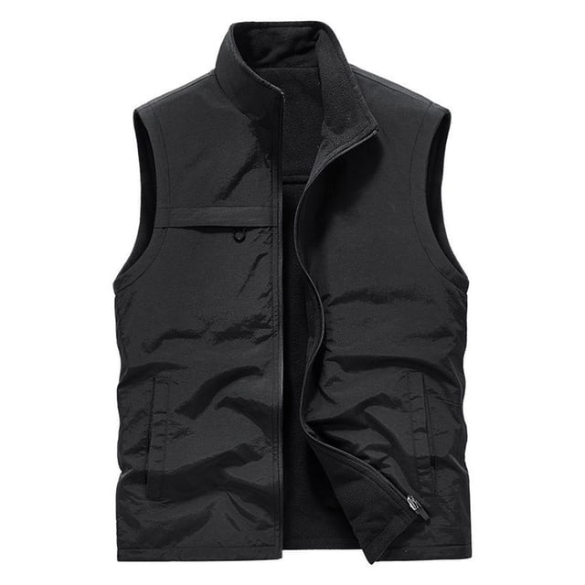 Birdeem Mens Thin Workwear Solid Color Stand Collar Sleeveless Jacket Tank Tops