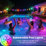 Pool Lights, 4 Pack 10 Colors Rechargeable Submersible LED Lights with Remote & 6 Modes, Dimmable Swimming Pool Light IP68 Waterproof, LED Underwater Light for Pond Fountain Hot Tub Pool Party