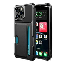 for iPhone 13 Pro Phone Case with Card Holder Wallet Shockproof RFID Blocking Ring Holder Case Magnetic Kickstand Skin PU Leather TPU Rugged Cover For iPhone 13 Pro,Black