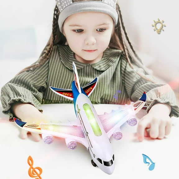 KIDS ELECTRIC LIGHT & MUSIC AIR PLANE AIRBUS BUMP AND GO TOY white Gift