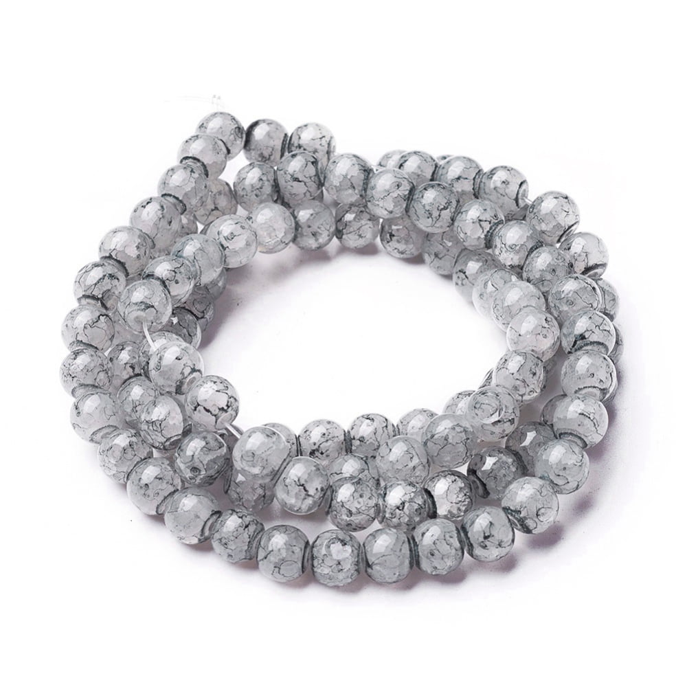 10strands Spray Painted Glass Beads Strands Round Light Grey 8~8.5mm Hole: 1.5mm about 100pcs/strand 31.1 inch(79cm)