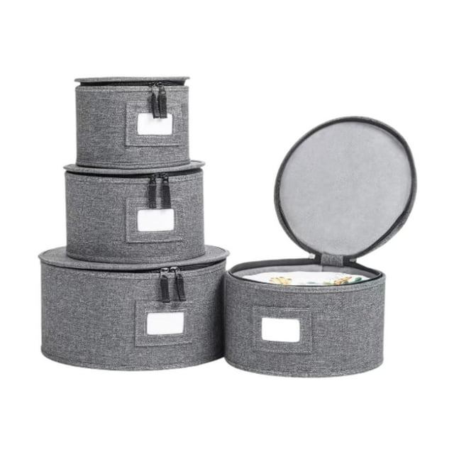 Contenedores de almacenamiento de placa de 4 piezas fundas de concha dura, organizador de platos resistentes, espesas cajas de almacenamiento para los