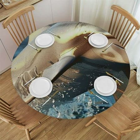 

BCIIG Dolphin Round Table Cover Stain Resistant Washable Indoor Outdoor Tablecloth Kitchen Dining Wedding Parties 100% Polyester Fiber 46-50