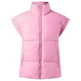 thumbnail image 5 of Sopiago Women's Casual Oversized Puffer Vest Stand Collar Insulated Padded Puffy Winter Jackets Coat with Pockets Pink,S, 5 of 6
